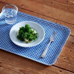 Fog Linen Blue & White Check Linen Tray