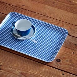 Fog Linen Blue & White Check Linen Tray