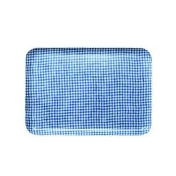 Fog Linen Blue & White Check Linen Tray