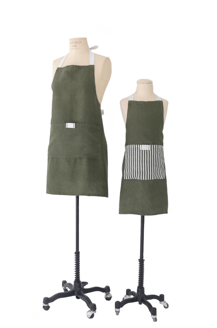 Heirloomed Collection Keepsake Linen Child Apron Olive 2 Heirloomed Collection Keepsake Linen Child Apron Olive