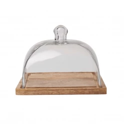 BIDK Home Mango Wood & Glass Dome Tabletop