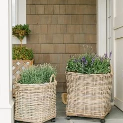 BIDK Home Summer Marcia Rattan Wheel Basket