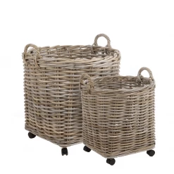 BIDK Home Summer Marcia Rattan Wheel Basket