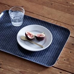 Fog Linen Bath Accessories Navy & White Stripe Linen Tray