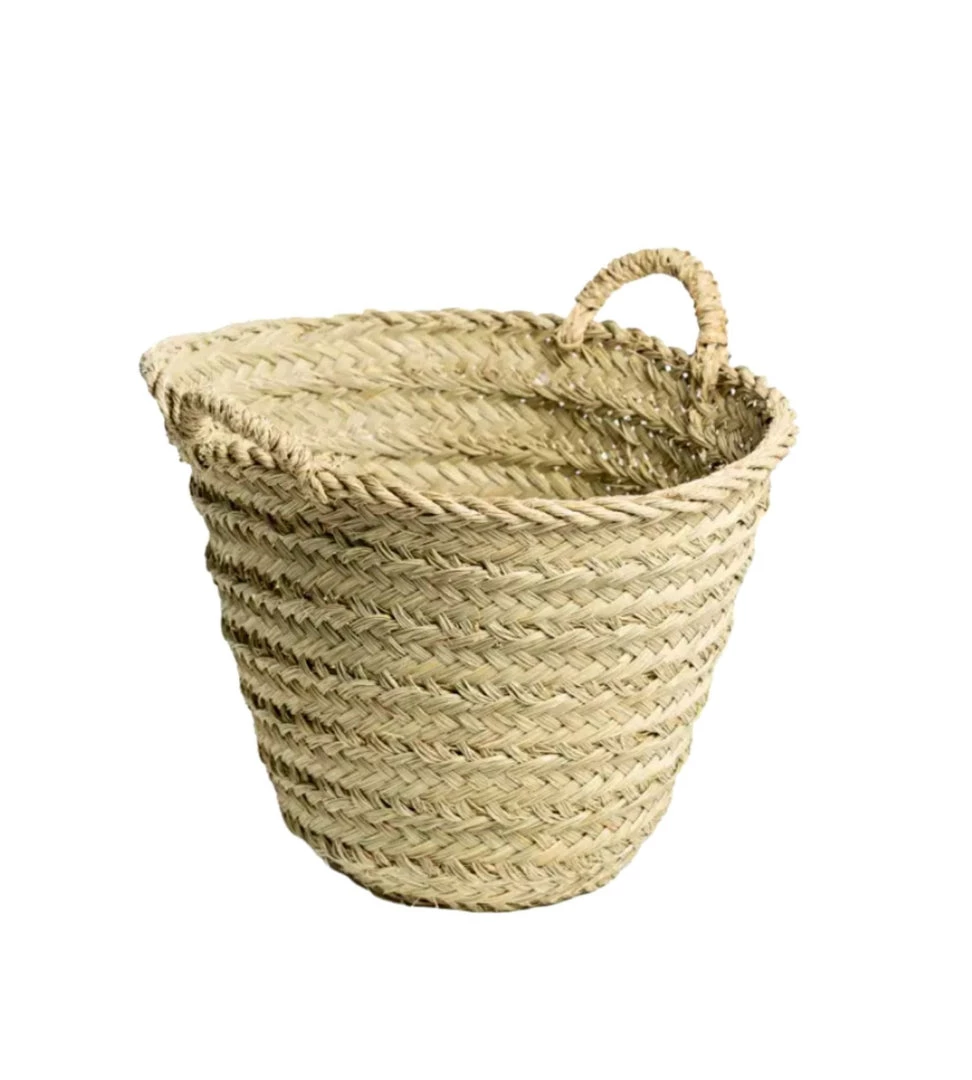 GHARYAN Palm Leaf Handle Basket 1 GHARYAN Palm Leaf Handle Basket