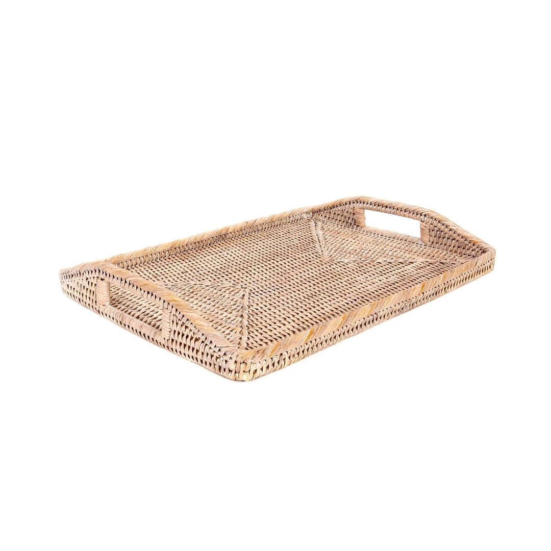 Artifacts Trading Company Rattan Rectangular Serving Tray With High Handles Trays 1 Artifacts Trading Company Rattan Rectangular Serving Tray With High Handles Trays