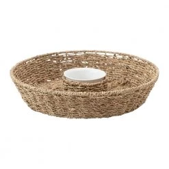 Creative Co-op Kitchen Seagrass Chip And Dip Basket