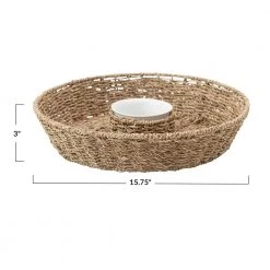 Creative Co-op Kitchen Seagrass Chip And Dip Basket