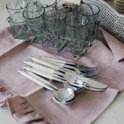 Be Home Kitchen Stainless & White Inlay Flatware Set