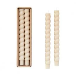 Creative Co-op Candles Ivory Twisted Taper Candle