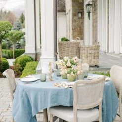 Magic Linen Summer Village Blue Linen Tablecloth
