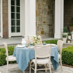 Magic Linen Summer Village Blue Linen Tablecloth