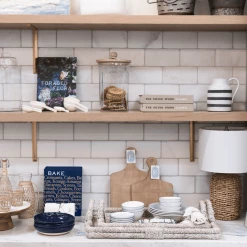 Creative Co-op Trays Whitewash Rattan Tray With Handles